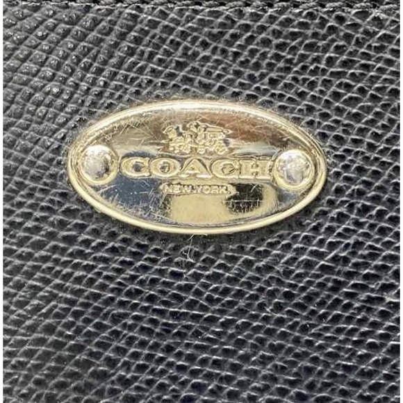 Coach Black Leather Crossbody Bag Purse with Zip Pouch 2 Piece Set Gold Hardware - Picture 9 of 9